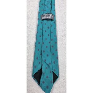 Joseph Abboud Silk Tie Teal Blue Medallion Dot USA Made Classic Mens Designer...